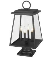 Four Light Outdoor Pier Mounted Fixture by Z-Lite - Broughton Collection, Black Finish - 521PHBR-533PM-BK