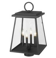 Four Light Outdoor Post Mount Fixture by Z-Lite - Broughton Collection, Black Finish - 521PHBR-BK