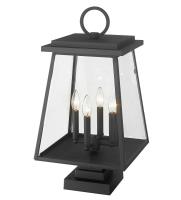 Four Light Outdoor Pier Mounted Fixture by Z-Lite - Broughton Collection, Black Finish - 521PHBS-SQPM-BK