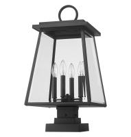 Four Light Outdoor Pier Mounted Fixture by Z-Lite - Broughton Collection, Black Finish - 521PHBS-SQPM-BK
