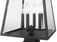 Four Light Outdoor Pier Mounted Fixture by Z-Lite - Broughton Collection, Black Finish - 521PHBS-SQPM-BK