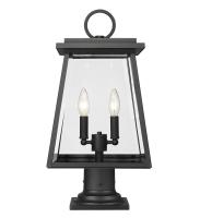 Two Light Outdoor Pier Mounted Fixture by Z-Lite - Broughton Collection, Black Finish - 521PHMR-533PM-BK