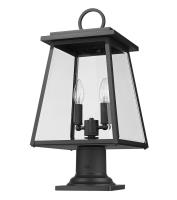 Two Light Outdoor Pier Mounted Fixture by Z-Lite - Broughton Collection, Black Finish - 521PHMR-533PM-BK