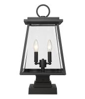 Two Light Outdoor Pier Mounted Fixture by Z-Lite - Broughton Collection, Black Finish - 521PHMS-SQPM-BK
