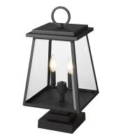 Two Light Outdoor Pier Mounted Fixture by Z-Lite - Broughton Collection, Black Finish - 521PHMS-SQPM-BK