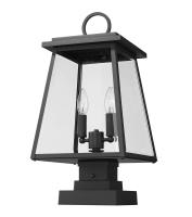 Two Light Outdoor Pier Mounted Fixture by Z-Lite - Broughton Collection, Black Finish - 521PHMS-SQPM-BK