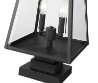 Two Light Outdoor Pier Mounted Fixture by Z-Lite - Broughton Collection, Black Finish - 521PHMS-SQPM-BK