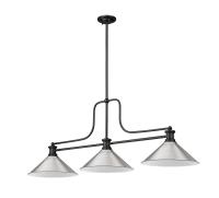 Three Light Billiard by Z-Lite - Melange Collection, Matte Black Finish - 725-3MB-BN15