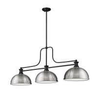Three Light Billiard by Z-Lite - Melange Collection, Matte Black Finish - 725-3MB-D12BN