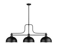 Three Light Billiard by Z-Lite - Melange Collection, Matte Black Finish - 725-3MB-D12MB+BN