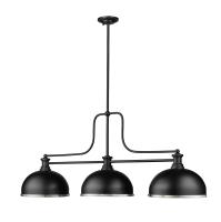 Three Light Billiard by Z-Lite - Melange Collection, Matte Black Finish - 725-3MB-D12MB+BN