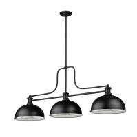 Three Light Billiard by Z-Lite - Melange Collection, Matte Black Finish - 725-3MB-D12MB+BN