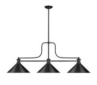 Three Light Billiard by Z-Lite - Melange Collection, Matte Black Finish - 725-3MB-MB15