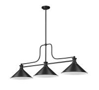 Three Light Billiard by Z-Lite - Melange Collection, Matte Black Finish - 725-3MB-MB15