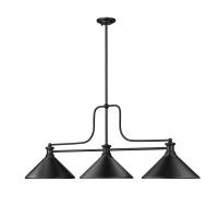 Three Light Billiard by Z-Lite - Melange Collection, Matte Black Finish - 725-3MB-MMB