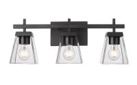 Three Light Vanity by Z-Lite - Lauren Collection, Matte Black Finish - 819-3V-MB