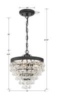 Three Light Mini Chandelier by Crystorama - Calypso Collection, Matte Black Finish - 130-MK