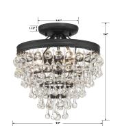 Three Light Semi Flush Mount by Crystorama - Calypso Collection, Matte Black Finish - 130-MK_CEILING