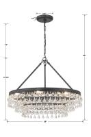 Six Light Chandelier by Crystorama - Calypso Collection, Matte Black Finish - 237-MK