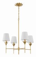 Four Light Chandelier by Crystorama - Broche Collection, Antique Gold Finish - 534-GA
