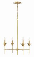 Four Light Chandelier by Crystorama - Broche Collection, Antique Gold Finish - 534-GA