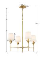 Four Light Chandelier by Crystorama - Broche Collection, Antique Gold Finish - 534-GA