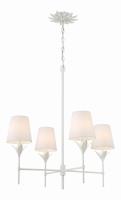Four Light Chandelier by Crystorama - Broche Collection, Matte White Finish - 534-MT