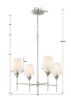 Four Light Chandelier by Crystorama - Broche Collection, Antique Silver Finish - 534-SA