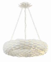 Six Light Pendant by Crystorama - Broche Collection, Matte White Finish - 536-MT