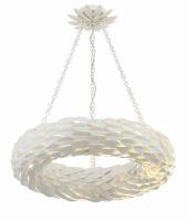 Six Light Pendant by Crystorama - Broche Collection, Matte White Finish - 536-MT