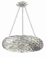 Six Light Pendant by Crystorama - Broche Collection, Antique Silver Finish - 536-SA