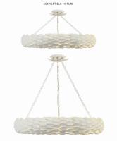 Eight Light Pendant by Crystorama - Broche Collection, Matte White Finish - 538-MT