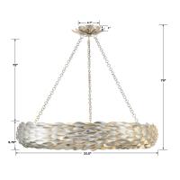 Eight Light Pendant by Crystorama - Broche Collection, Antique Silver Finish - 538-SA