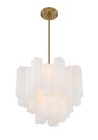 Four Light Chandelier by Crystorama - Addis Collection, Aged Brass Finish - ADD-300-AG-WH