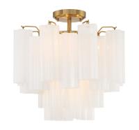 Four Light Semi Flush Mount by Crystorama - Addis Collection, Aged Brass Finish - ADD-300-AG-WH_CEILING