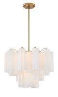Six Light Chandelier by Crystorama - Addis Collection, Aged Brass Finish - ADD-306-AG-WH