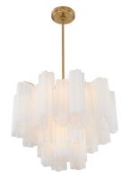 Six Light Chandelier by Crystorama - Addis Collection, Aged Brass Finish - ADD-306-AG-WH