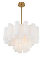 Nine Light Chandelier by Crystorama - Addis Collection, Aged Brass Finish - ADD-308-AG-WH