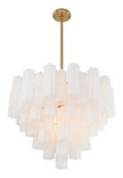 12 Light Chandelier by Crystorama - Addis Collection, Aged Brass Finish - ADD-312-AG-WH