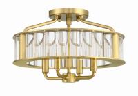 Four Light Semi Flush Mount by Crystorama - Farris Collection, Aged Brass Finish - FAR-6000-AG