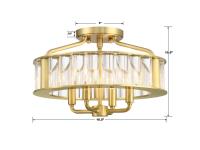 Four Light Semi Flush Mount by Crystorama - Farris Collection, Aged Brass Finish - FAR-6000-AG
