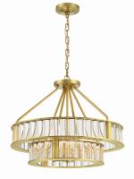 Six Light Chandelier by Crystorama - Farris Collection, Aged Brass Finish - FAR-6006-AG