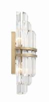 Two Light Wall Sconce by Crystorama - Hayes Collection, Aged Brass Finish - HAY-1402-AG