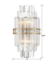 Two Light Wall Sconce by Crystorama - Hayes Collection, Aged Brass Finish - HAY-1402-AG