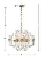 12 Light Chandelier by Crystorama - Hayes Collection, Aged Brass Finish - HAY-1405-AG