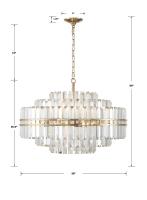 16 Light Chandelier by Crystorama - Hayes Collection, Aged Brass Finish - HAY-1407-AG