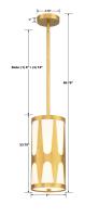 One Light Pendant by Crystorama - Royston Collection, Antique Gold Finish - ROY-801-GA