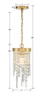 One Light Pendant by Crystorama - Winfield Collection, Antique Gold Finish - WIN-210-GA-CL-MWP