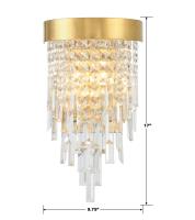 Two Light Wall Sconce by Crystorama - Winfield Collection, Antique Gold Finish - WIN-212-GA-CL-MWP