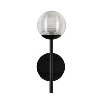 LED Exterior Wall Mount by Kuzco Lighting - Claremont Collection, Black/Clear Ribbed Glass Finish - EW78513-BK/CR